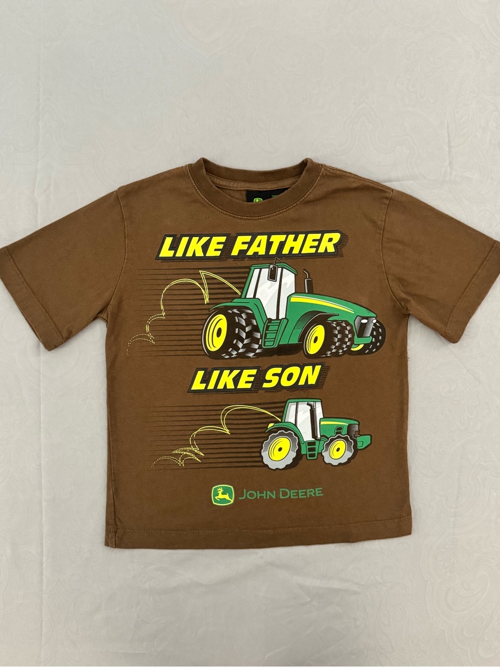 John Deere Brown Tee with Green & Yellow Tractor Graphics